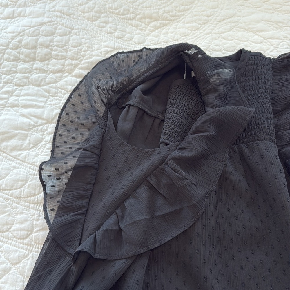 LOFT Black Ruffle Blouse - Picture 6 of 10